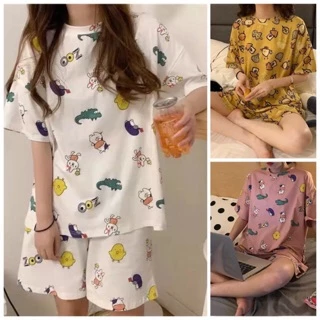 Bộ ngủ hoạt hình siêu Cute 💖 Set đồ ngủ thun cotton form rộng loại đẹp