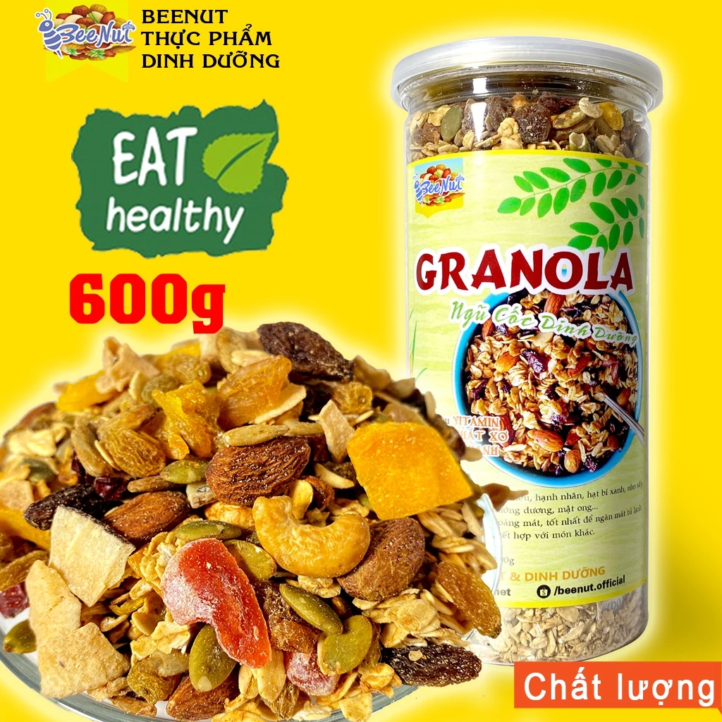 Ngũ cốc ăn kiêng giảm cân Granola không đường, Ngũ cốc dinh dưỡng không phẩm màu nhân tạo - Đồ ăn vặt Healthy BeeNut