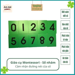 Đồ chơi giáo dục sớm - Giáo cụ Montessori - Đồ chơi cho bé bằng gỗ - Bộ thẻ số nhám từ 0 đến 9 MR2 Land4Kid