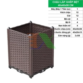 Chậu lắp ghép CLG-40, Chậu lắp ráp thông minh trồng Rau Hoa (Bệt kích thước : 40 x 40 x 58 cm)