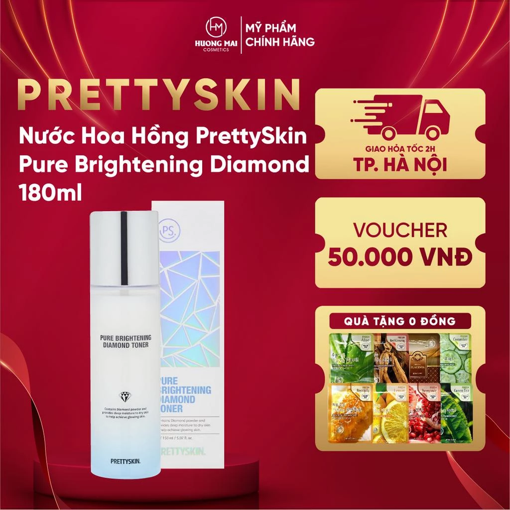 Nước Hoa Hồng PrettySkin Pure Brightening Diamond 180ml