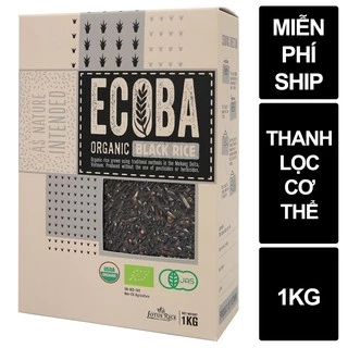 Gạo lứt đen thực dưỡng 100% hữu cơ - ECOBA Huyền Mễ 1kg - Thơm ngon dẻo ngọt - Chứng nhận hữu cơ quốc tế in trên hộp