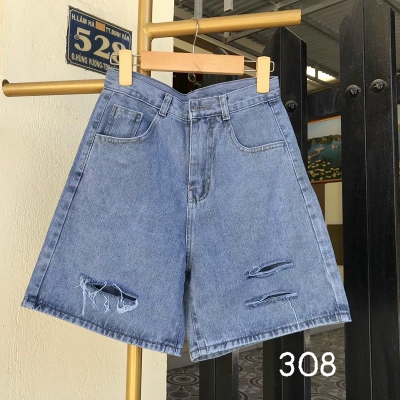 Quần Jeans Ngố Lai Cuốn Rách 3 Line