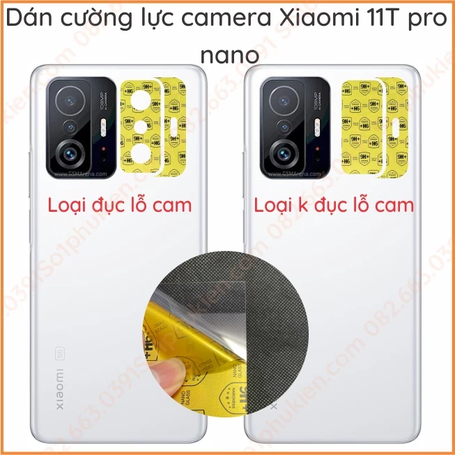 Dán cường lực camera Xiaomi 11T pro nano, trong suốt, bảo vệ cam