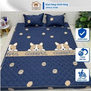 Bộ Ga Trải Giường Trần Bông Kèm 2 Vỏ Gối Cam Kết Không Xô Lệch chất cotton poly m6 m8 2m2 nhiều mẫu