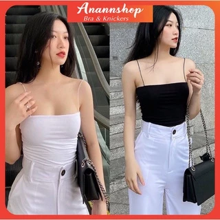 Áo Bra Nữ Thân Dài 2 Dây Cotton Sợi Bún Ôm Dáng Body Phong Cách Hàn Quốc