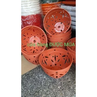 combo 10 chậu nhựa trồng lan kiểu giả đất đường kính 21cm