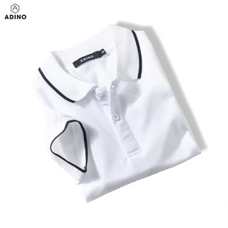 Áo thun polo nữ trắng phối viền ADINO vải cotton polyester dáng công sở slimfit hơi ôm trẻ trung APN02