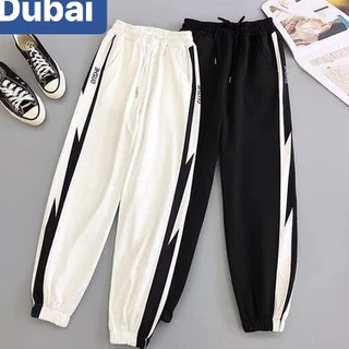 QUẦN JOGGER NAM NỮ UNISEX CHẤT NỈ DÀY DA CÁ ỐNG SUÔNG RỘNG TIA SÉT PHONG CÁCH XINH XẮN DỄ THƯƠNG - DUBAI FASHION