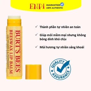 Son dưỡng môi Burt's Bees Beeswax Lip Balm with Vitamin E & Peppermint