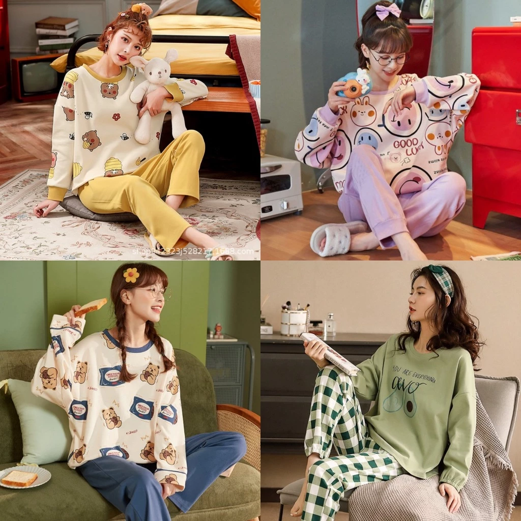 [GIẢM GIÁ SỐC] Đồ bộ nữ dễ thương, pijama, bộ ngủ cotton mặc nhà dài tay thu đông xuân chất vải mềm mịn QA11