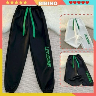 Quần jogger nam nữ ống rộng bigsize thêu chữ chất cotton tổ ong đẹp BIBINO Quần dài form rộng bo gấu hàn quốc QN03