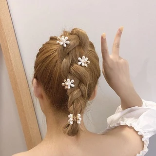 Korean Fashion Pearl Camellia Petal Hairpin Female Ins Style Sweet Girl Flower Bangs Clip Hair Accessories