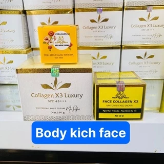 Combo Kem Body Collagen X3 Luxury + Kem Face + Kích trắng da Mỹ phẩm Đông Anh Colagen X3 [Hàng Chính Hãng ]