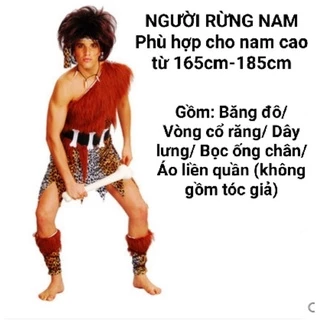 (Sẵn) Bộ đồ hóa trang người tiền sử, người rừng, thổ dân và các bộ tộc ít người phù hợp cho lễ hội halloween