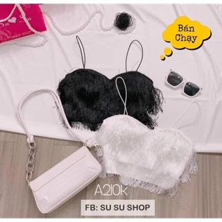 Áo 2 dây croptop tua rua có may kèm mút ngực - B0U