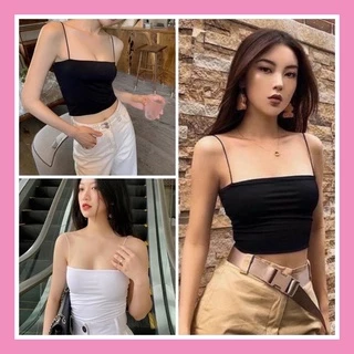 Áo 2 dây bún croptop chất COTTON loại 1 co giãn 4 chiều đẹp dễ phối đồ phong cách trẻ trung năng động AN09