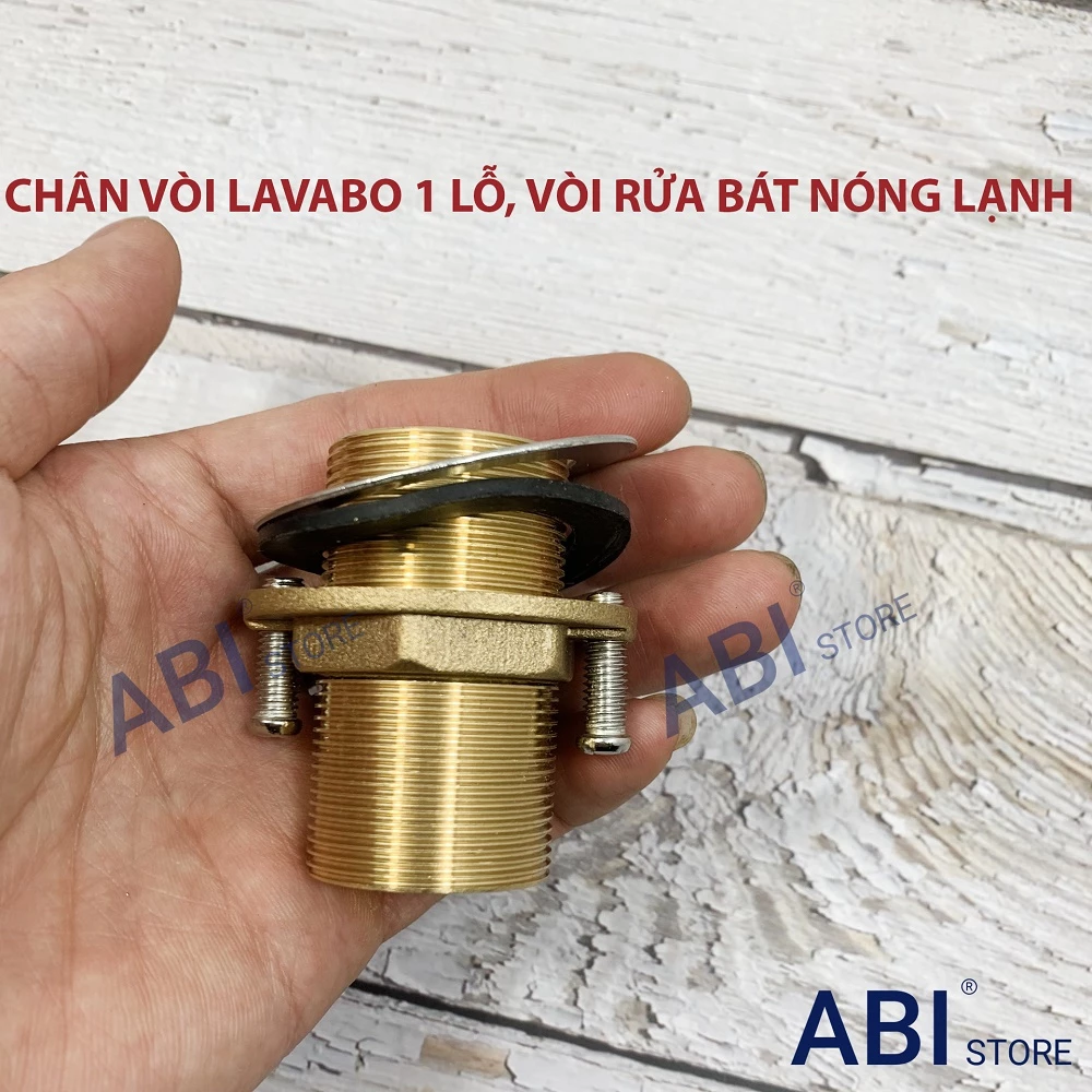 Chân vòi rửa bát nóng lạnh, chân bắt giữ vòi lavabo 1 lỗ hàng đồng dày đẹp
