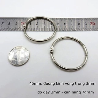 45mm Khoen tròn Khoen vòng mở inox, làm flashcard,Đóng Gáy Sách - Album - Nhật Kí-Tài Liệu