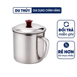 Ca inox có nắp, có 7 kích thước, thiết kế đơn giản an toàn khi dùng nóng lạnh, dễ dàng vệ sinh của gia dụng Du Thủy