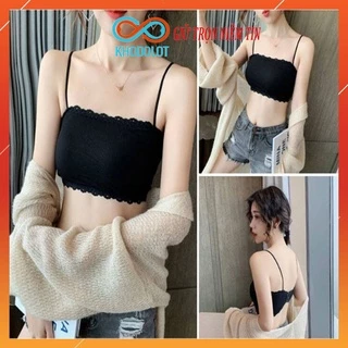 Áo ngực quây 2 dây kiểu Croptop len tăm Sexy có mút đệm mỏng hàn quốc AOLOT07