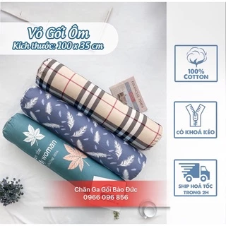 Vỏ gối ôm cotton 100% dài người lớn, Áo gối ôm có khóa kéo