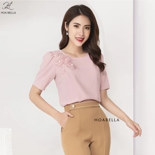 Áo Sơ Mi Nữ HOABELLA Cổ Tròn Đính Hoa Cao Cấp (MA82)