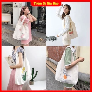 Túi tote vải canvas đựng đồ đi học cỡ lớn phong cách ulzzang nhiều hình giá rẻ_NT