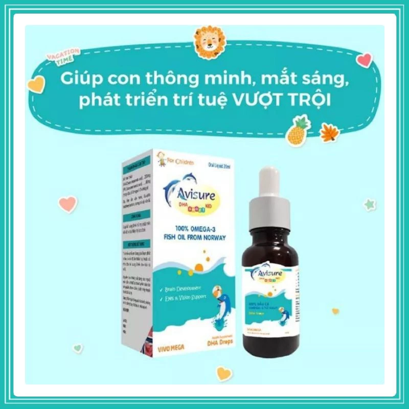 Avisure DHA Smart Kid - Giúp bổ sung DHA. Hỗ trợ phát triển não bộ và cải thiện thị lực ở trẻ (Lọ 20ml)