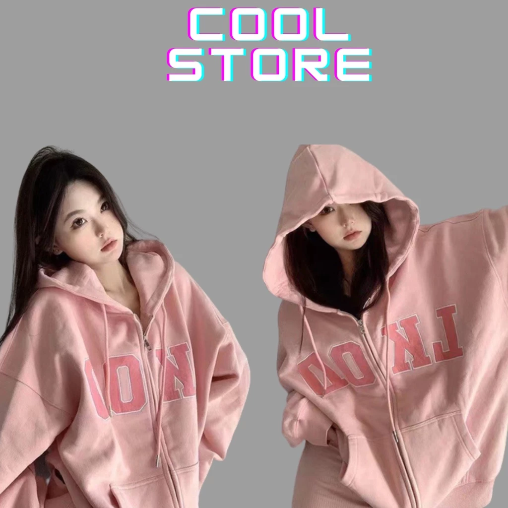 Áo khoác nỉ LKOD hồng trẻ trung vải cotton , chất nỉ siêu mịn hàng cao cấp chuẩn form COOL STORE 492