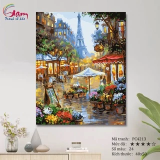 Tranh tô màu theo số Gam phong cảnh Châu Âu tháp Eiffel PC4213