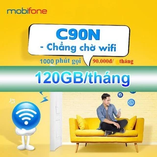 Bán Sim 4G Mobi C90N 90k/tháng = 120Gb (4Gb/ngày) + 1000 phút nội mạng + 50 phút ngoại mạng. Có sẵn tháng đầu