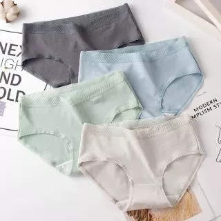 Quần lót cotton cạp lưới - quần lót nữ trơn màu phong cách HQ dễ thương 002