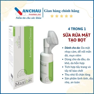 Sữa rửa mặt, srm đầu cọ tạo bọt lành tính, giảm mụn, trắng da, tẩy tế bào chết cho da dầu, da khô - MAXIBAC chính hãng