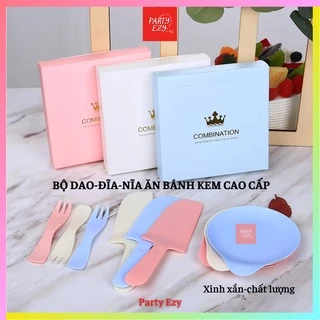 BỘ DAO-DĨA-NĨA NHỰA CAO CẤP ĂN BÁNH SINH NHẬT -BỘ PHỤ KIỆN DĨA NĨA BÁNH KEM