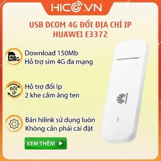 Usb Dcom Huawei 4G E3372 K5161 Tốc Độ 150Mb - Hỗ Trợ Đổi IP - Công Nghệ HiLink - Cắm Là Chạy , Hàng chính hãng