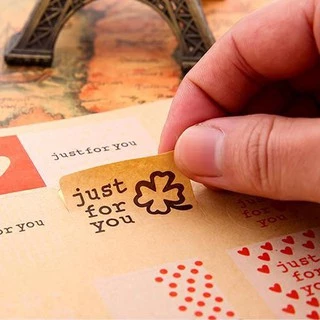 13 Sticker Giấy Kraft JUST FOR YOU, Chỉ việc gỡ ra dán