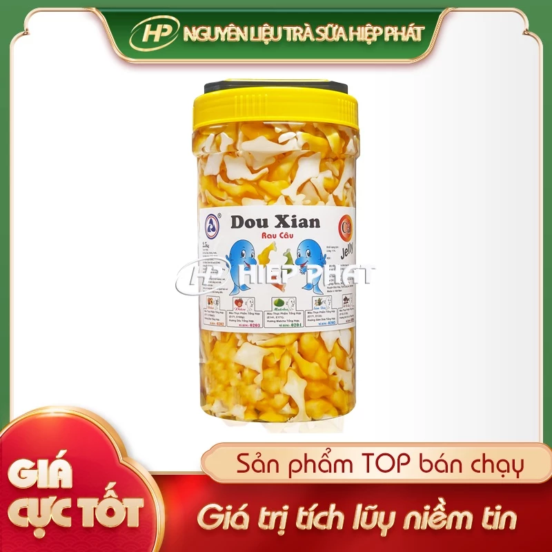 Thạch cá hương đào DOUXIAN - [GIÒN DAI] - 2.5Kg/HŨ - SP000547 - Nguyên liệu pha chế trà sữa HIỆP PHÁT