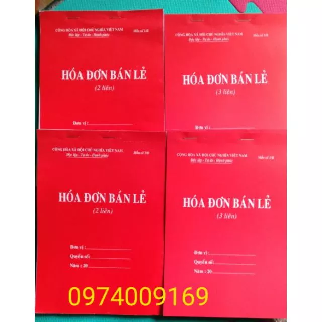 Hóa đơn bán lẻ 2 liên / 3 liên 100 tờ a5 (10 quyển)