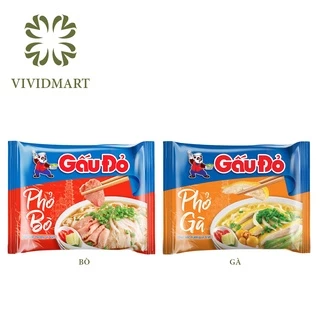 [Gói lẻ] PHỞ GẤU ĐỎ 02 VỊ: BÒ VÀ GÀ - GÓI 62G - GẤU ĐỎ