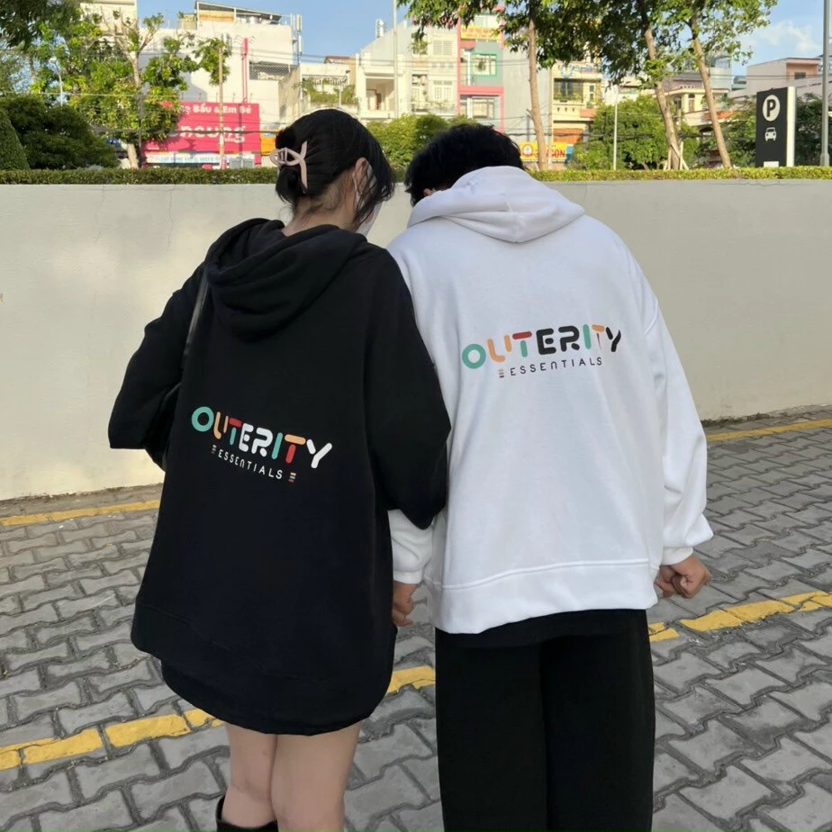 Áo khoác hoodie nữ  OUTERITY full zip vải nỉ có mũ nón form rộng ulzzang dễ thương hợp thời trang