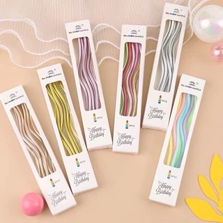 Set 6c nến xoắn màu pastel cầu vồng cắm bánh sinh nhật hàn quốc