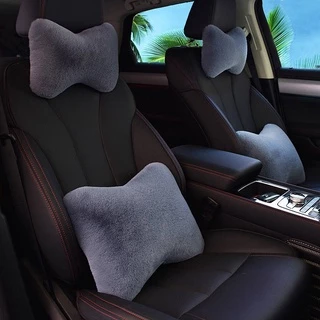 Car Plush Head Rest Back Cushion a Pair of Car Neck Pillow Car Lumbar Pillow Car Bone Pillow Neck Support Car Interior Supplies 3m31