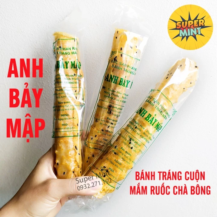 Bánh tráng nướng cuộn mắm ruốc Chà Bông Anh Bảy Mập - Super Mint - Giòn Ngon Rẻ - Ăn vặt ngon