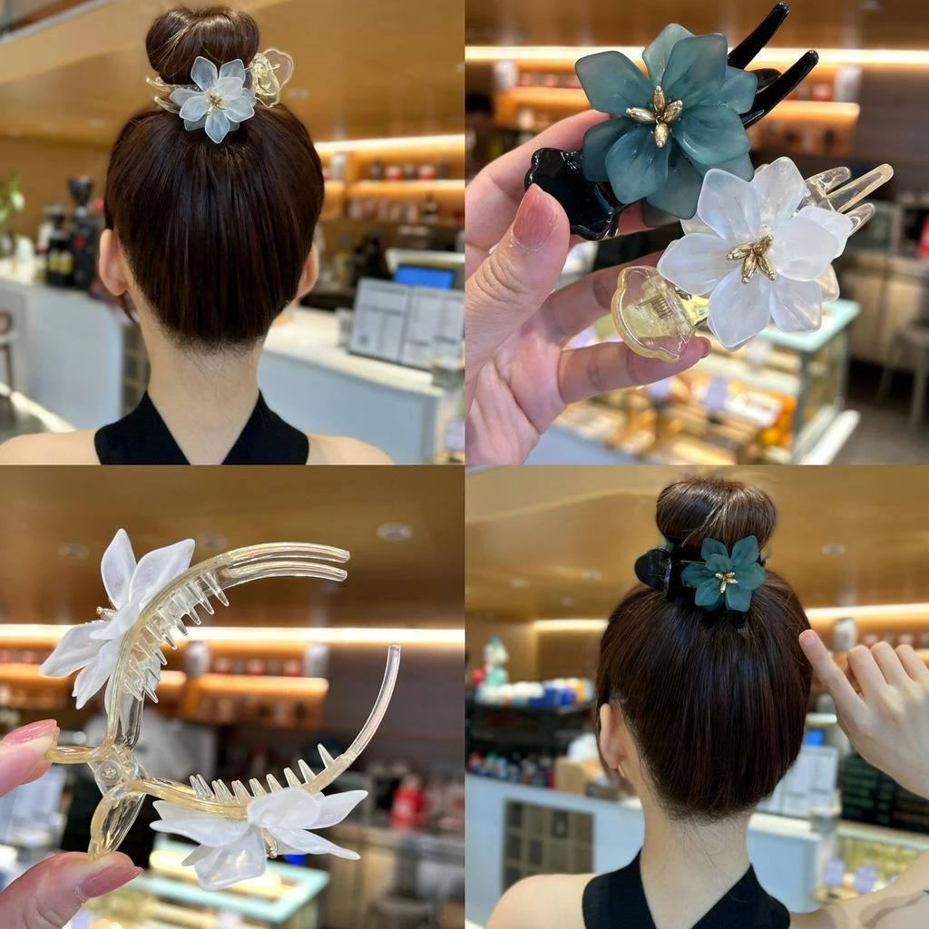 Kẹp tóc nữ, kẹp tóc càng cua 3 răng đính hoa xinh xắn, style Hàn Quốc thời trang (kiểu 2)