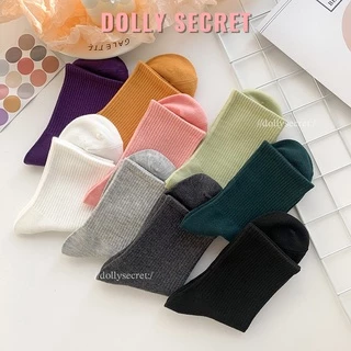 Tất nữ cao cổ dễ thương màu pastel trơn chất liệu cotton mềm mịn thoáng DOLLY SECRET T17