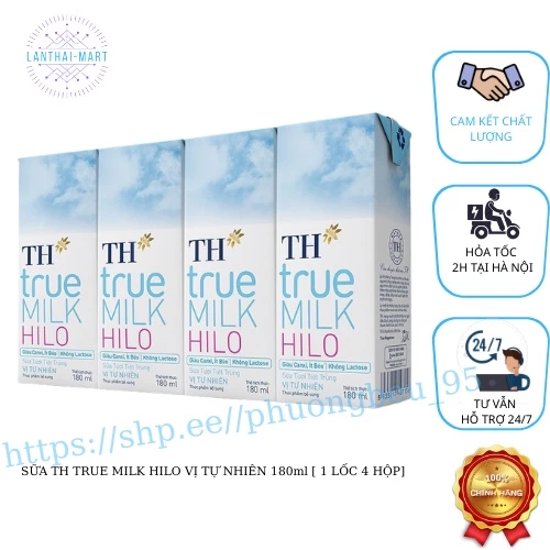 SỮA TH TRUE MILK HILO VỊ TỰ NHIÊN 180ml [ 1 LỐC 4 HỘP - DATE LUÔN MỚI]