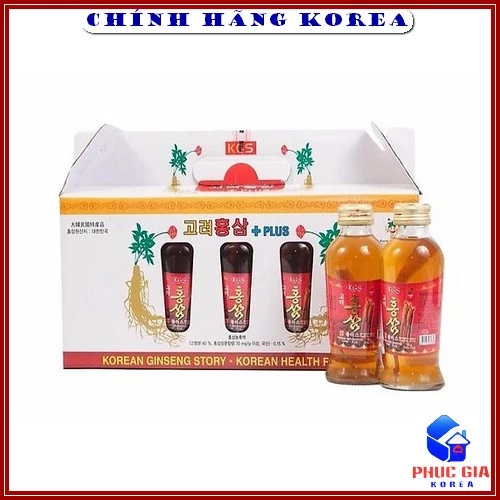 Nước Hồng Sâm Có Củ KGS Hàn Quốc, Hộp 10 chai - Hồng Sâm Hàn Quốc Chính Hãng