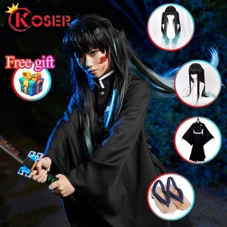 COSER KING Anime Demon Slayer: Kimetsu no Yaiba Cosplay Tokitou Muichirou Cosplay Kimetsu no Yaiba Cosplay Costume Men shoe wig