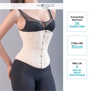 [HUONGLEE Corset] Đai Gen Nịt Bụng Corset Muse 26 Xương Kép Chất Liệu Satin Định Hình Hỗ Trợ Giảm Eo Giảm Mỡ Bụng